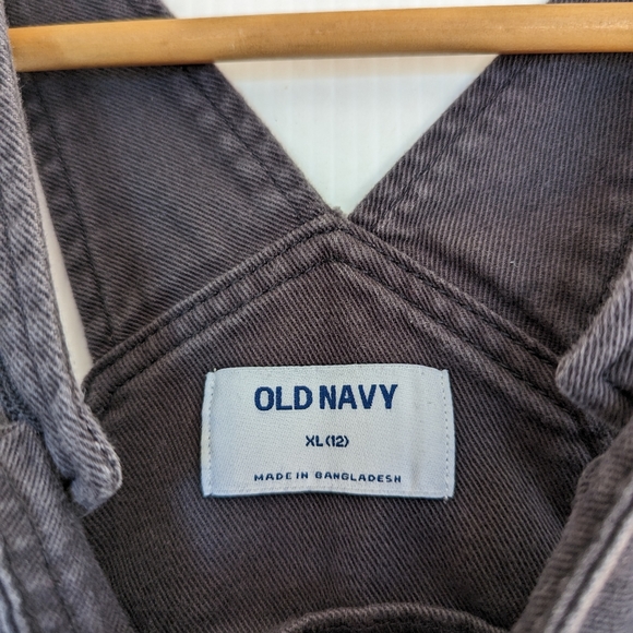 OLD NAVY girls twill pinafore jumper dress black panther - Picture 2 of 14